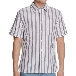 Jachs New York White Black Vertical Stripe Short Sleeve Shirt Size Medium